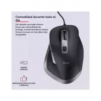 TRUST Raton con Cable Confortable Fyda Negro 24728