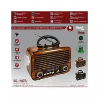 SAMI Radio Portatil Multibanda RS-11878  Vintage Madera Recargable con Bt,usb,micro Sd,y Linterna