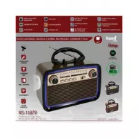SAMI Radio Portatil Multibanda RS-11879 Vintage Madera Luz Led con Bt,usb,micro Sd,y Linterna Recarg