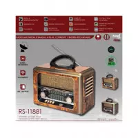 SAMI Radio Portatil Multibanda RS-11881 Vintage Madera con Bt,usb,micro Sd,recargable
