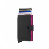 Cartera SECRID Miniwallet Matte Black & Fuchsia Negro
