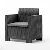 Set Terraza 2 Sillones y Mesa Acabado Rattan Serie Nebraska Graphite BICA